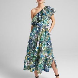 NWT- ALC One shoulder floral Midi dress